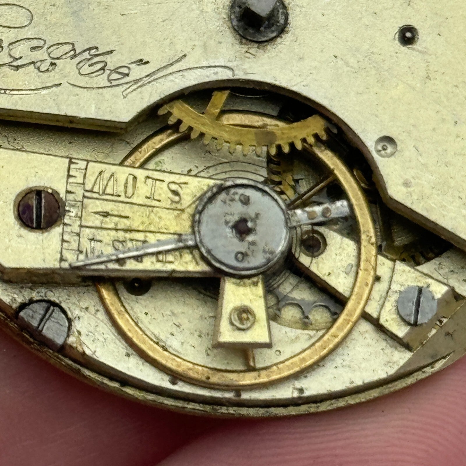 45.5mm Antique Unidentified Key Wound Pocket Watch Movement PARTS REPAIR SPARES