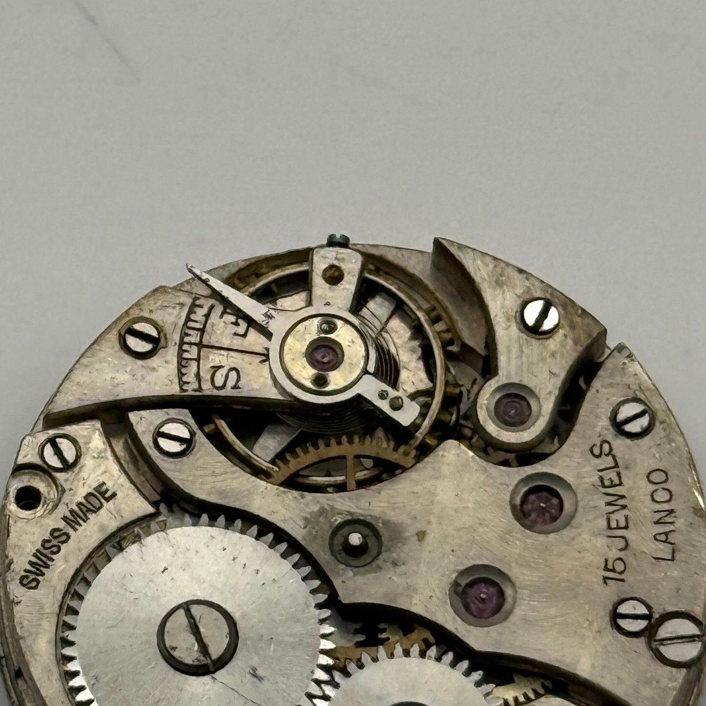 Lanco Trench 15 Jewels Watch Movement Manual Wind Vintage Parts Repair 24.3mm