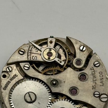 Lanco Trench 15 Jewels Watch Movement Manual Wind Vintage Parts Repair 24.3mm