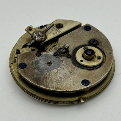 36.2mm Antique Key Wound Partial Pocket Watch Movement PARTS REPAIR SPARES
