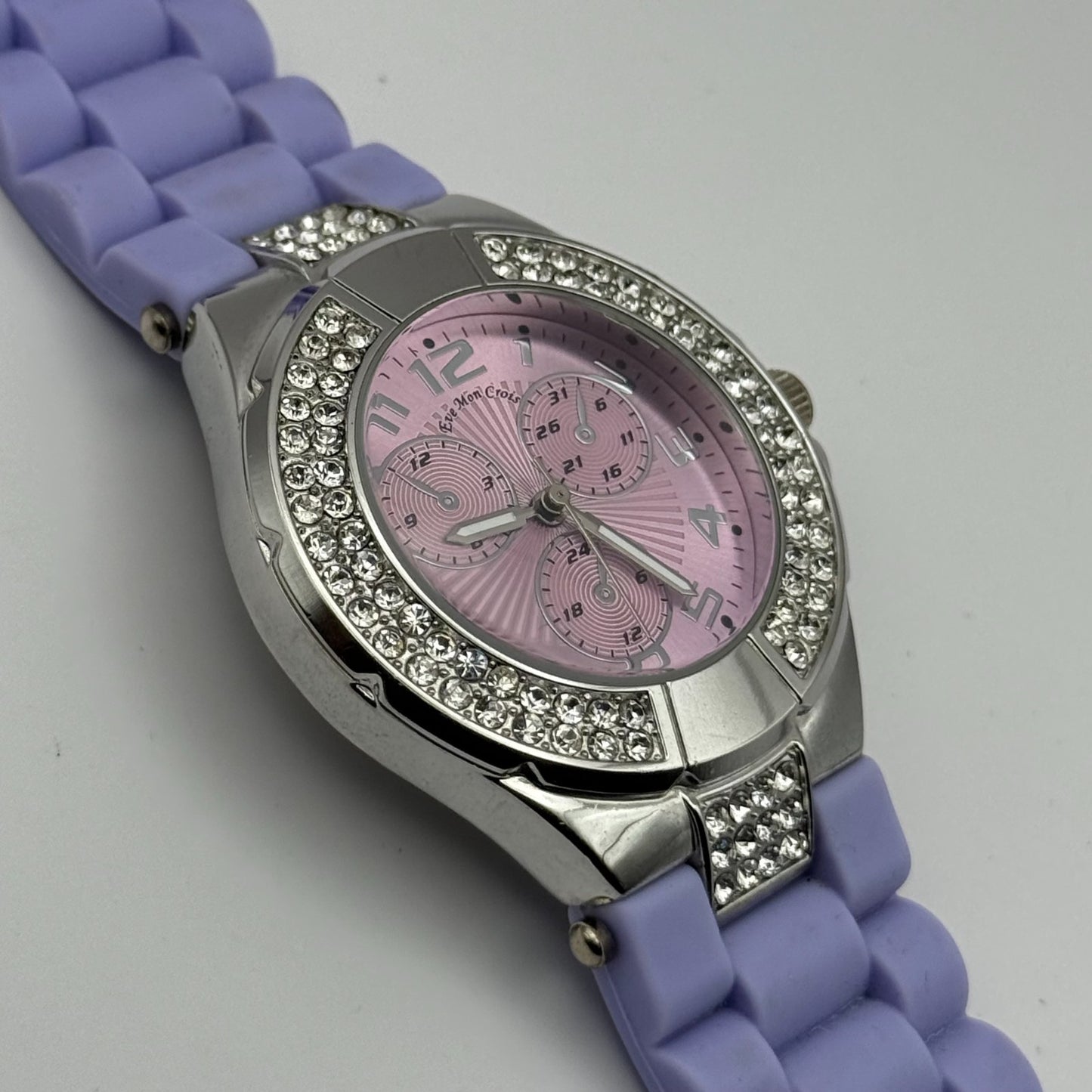 Eve Mon Crois Ladies Quartz Watch Subdial Crystal Accents Japan Working 40mm