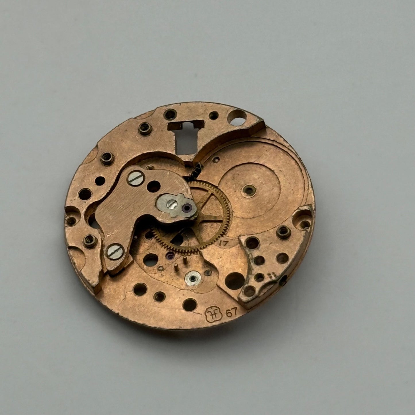 FHF 67 Watch Movement Main Plate Manual Wind Vintage Swiss Parts Repair 23.6mm