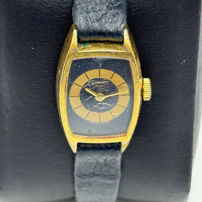 17mm Vintage Rotary Blue Bullseye Dial Swiss Manual Wind Watch PARTS / REPAIR