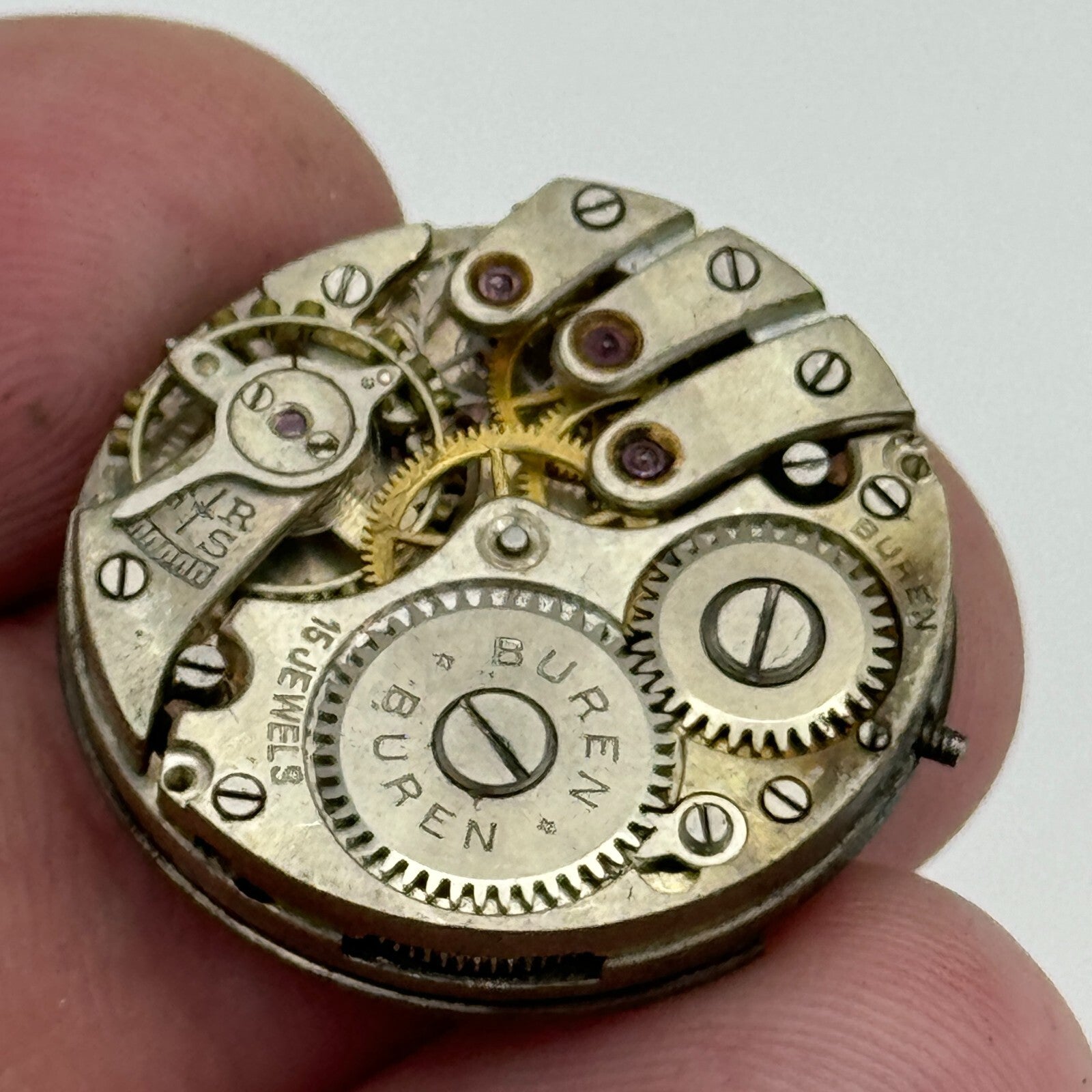 23.6mm Buren 15 Jewels Manual Wind Watch Movement Swiss Vintage PARTS SPARES