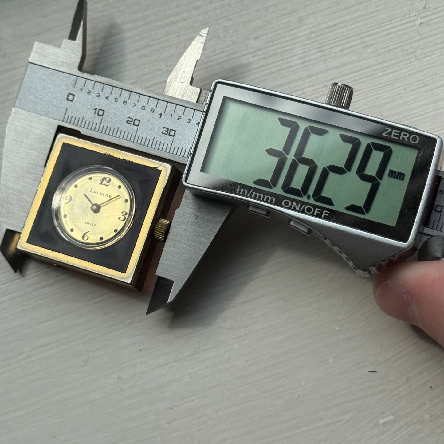 32mm Vintage Square Lucerne Acrylic Case EB 8461 Manual Wind Swiss Watch - PARTS