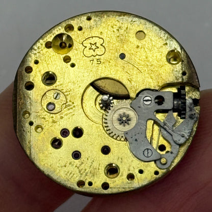 23.6mm Vintage Unidentified Cal 75 Swiss Manual Wind Watch Movement PARTS REPAIR