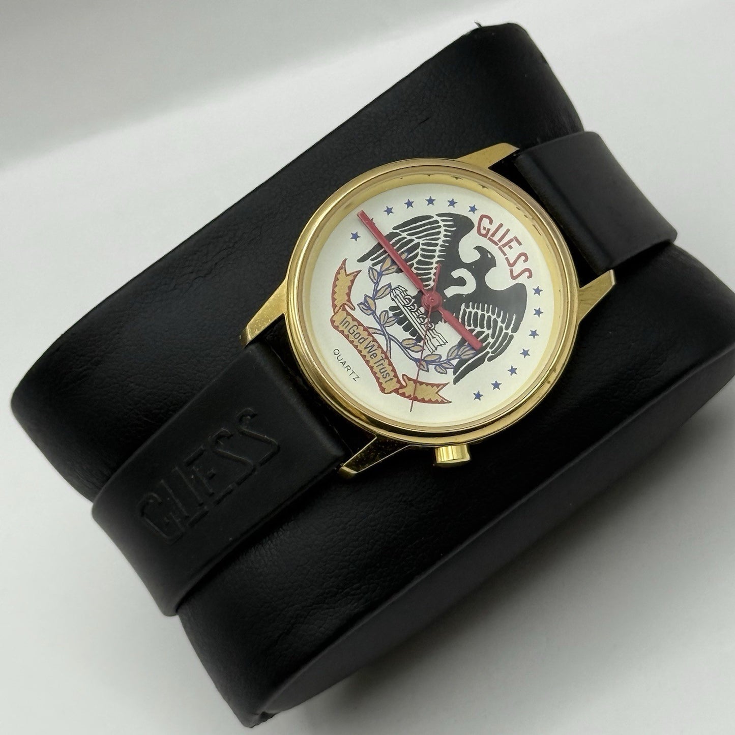 30mm Working Ladies Guess In God We Trust Hong Kong Gold Plated Quartz Watch