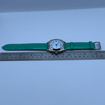 Joan Rivers Classics Mens Quartz Watch Green Leather Strap Japan Working 40mm