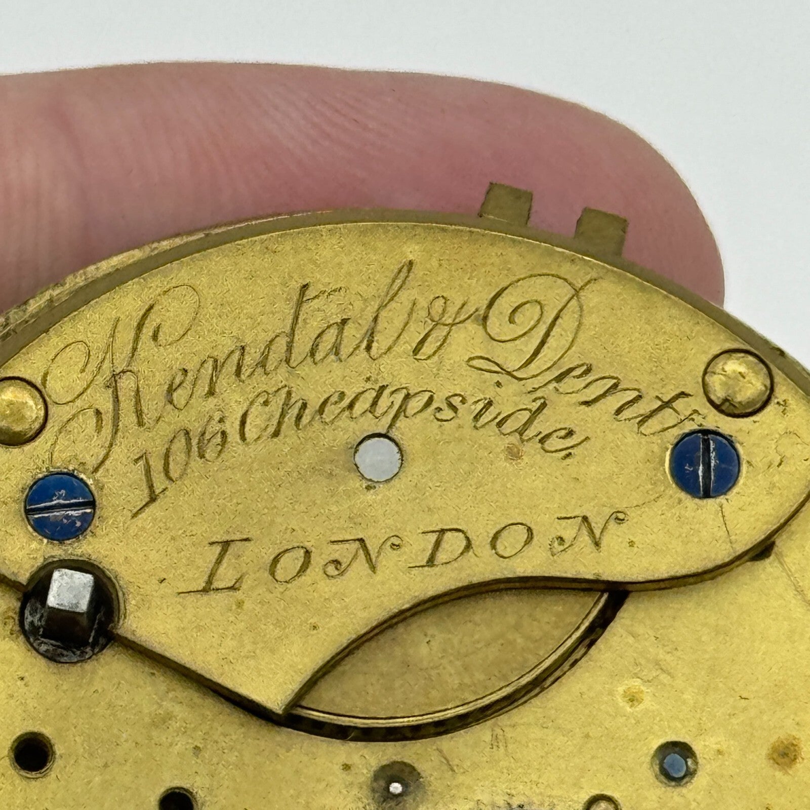 46mm Antique Kendal & Dent Cheapside London Pocket Watch Movement PARTS SPARES