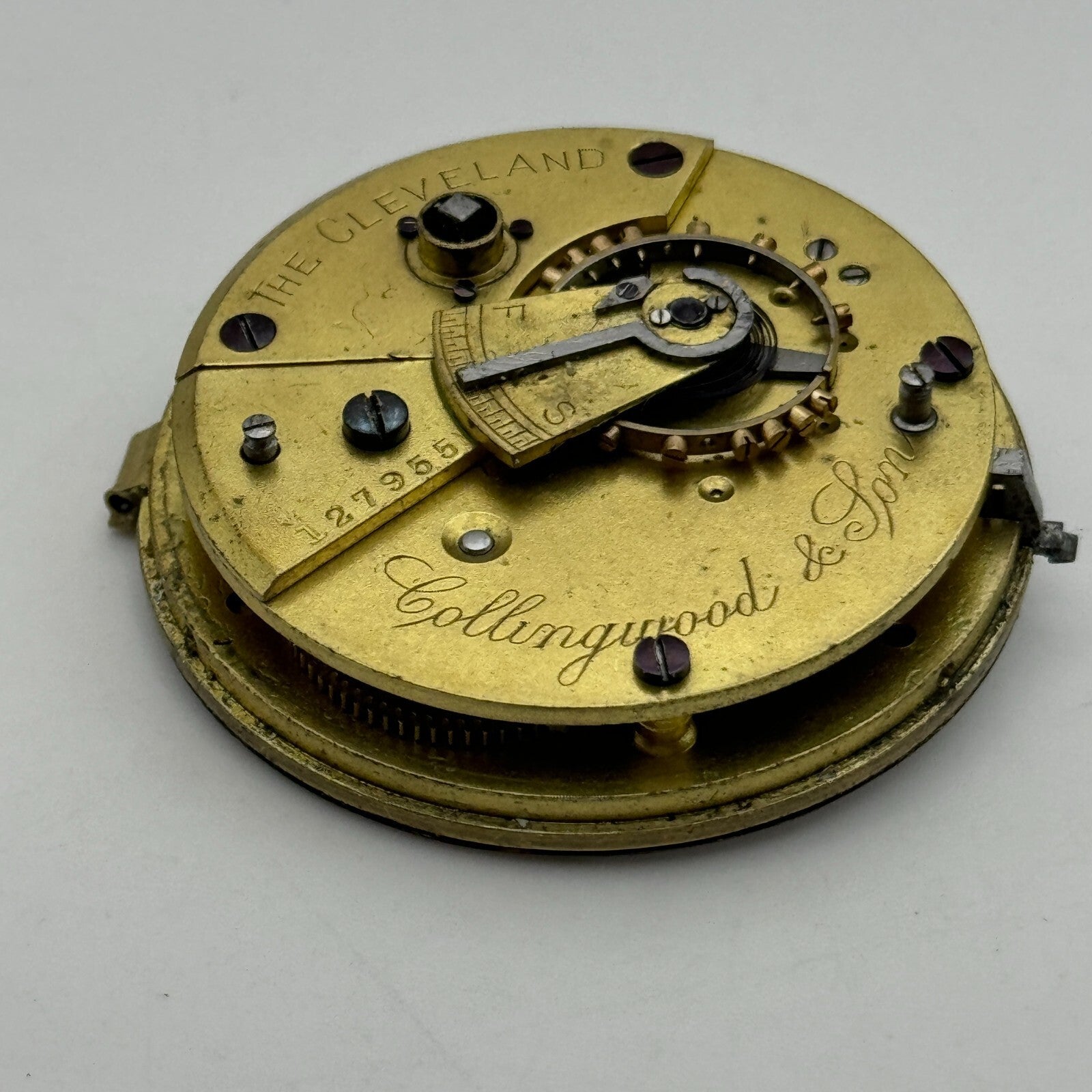 44.9mm Antique Collingwood & Son The Cleveland Pocket Watch Movement PARTS SPARE