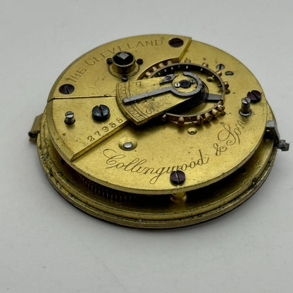 44.9mm Antique Collingwood & Son The Cleveland Pocket Watch Movement PARTS SPARE