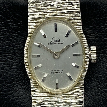 17mm RUNS BUT STOPS Vintage Limit Beautiful Ladies Silver Tone Bark Affect Watch