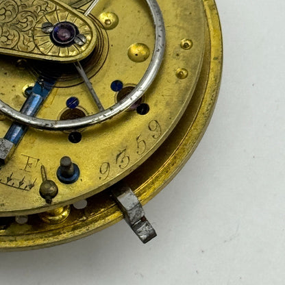 Fusee Pocket Watch Movement Antique English Key Wound Parts Repair Spares 44.3mm