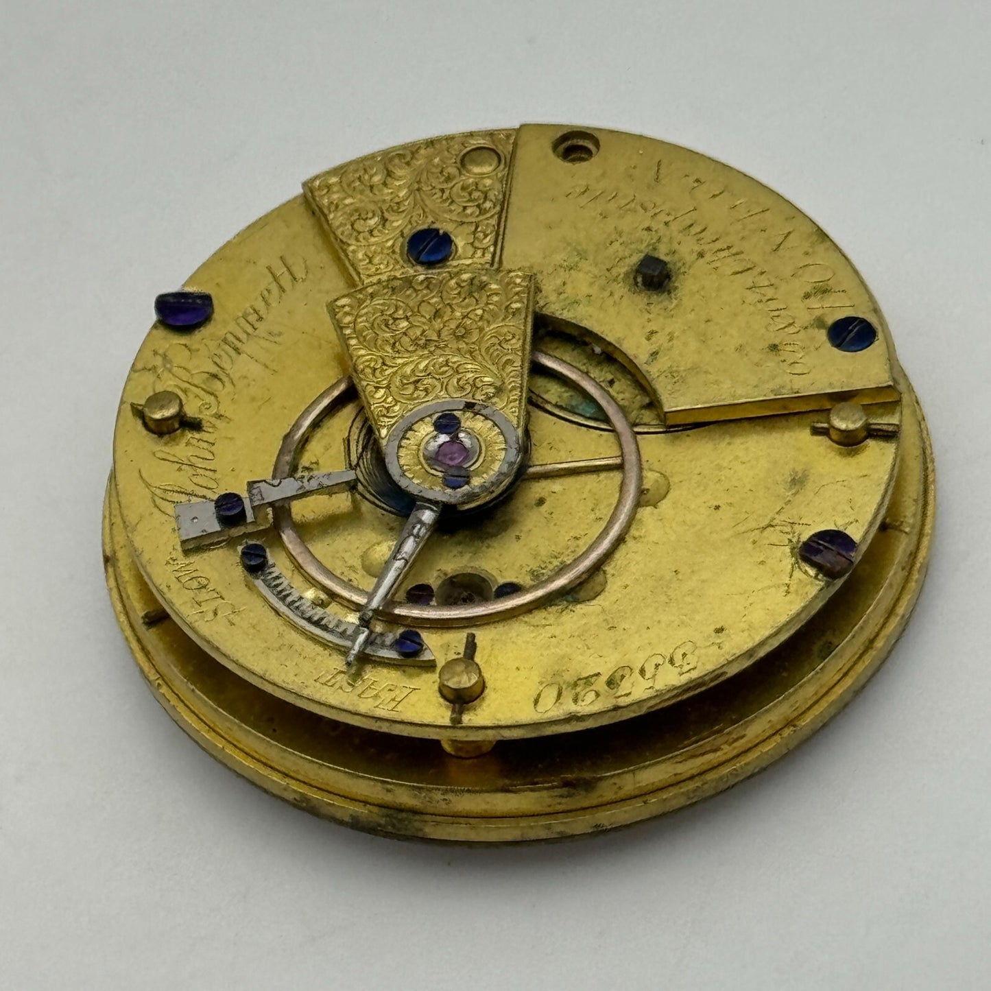 36mm John Bennett Cheapside London Antique Key Wound Pocket Watch Movement PARTS