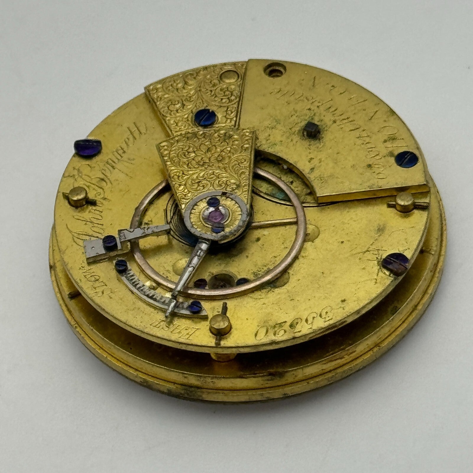 36mm John Bennett Cheapside London Antique Key Wound Pocket Watch Movement PARTS