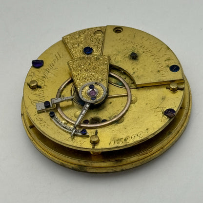 36mm John Bennett Cheapside London Antique Key Wound Pocket Watch Movement PARTS