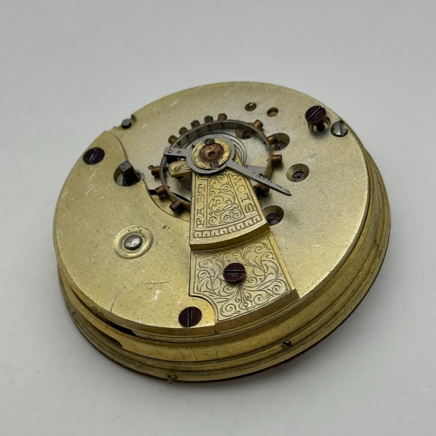 45.6mm Antique Lucerne E Swiss Key Wound Pocket Watch Movement PARTS REPAIR