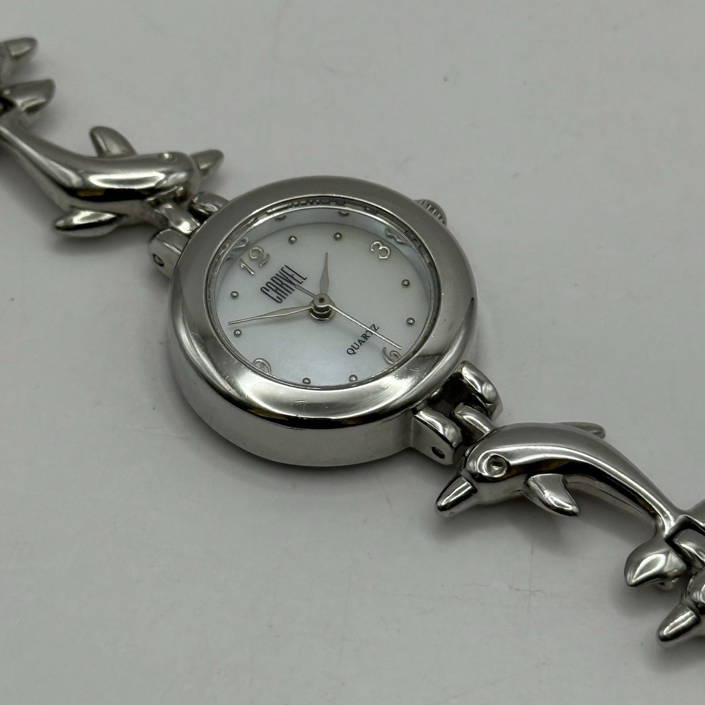 22mm Working Ladies Carvel Dolphin Stainless Steel Quartz Watch 5.75 Inches