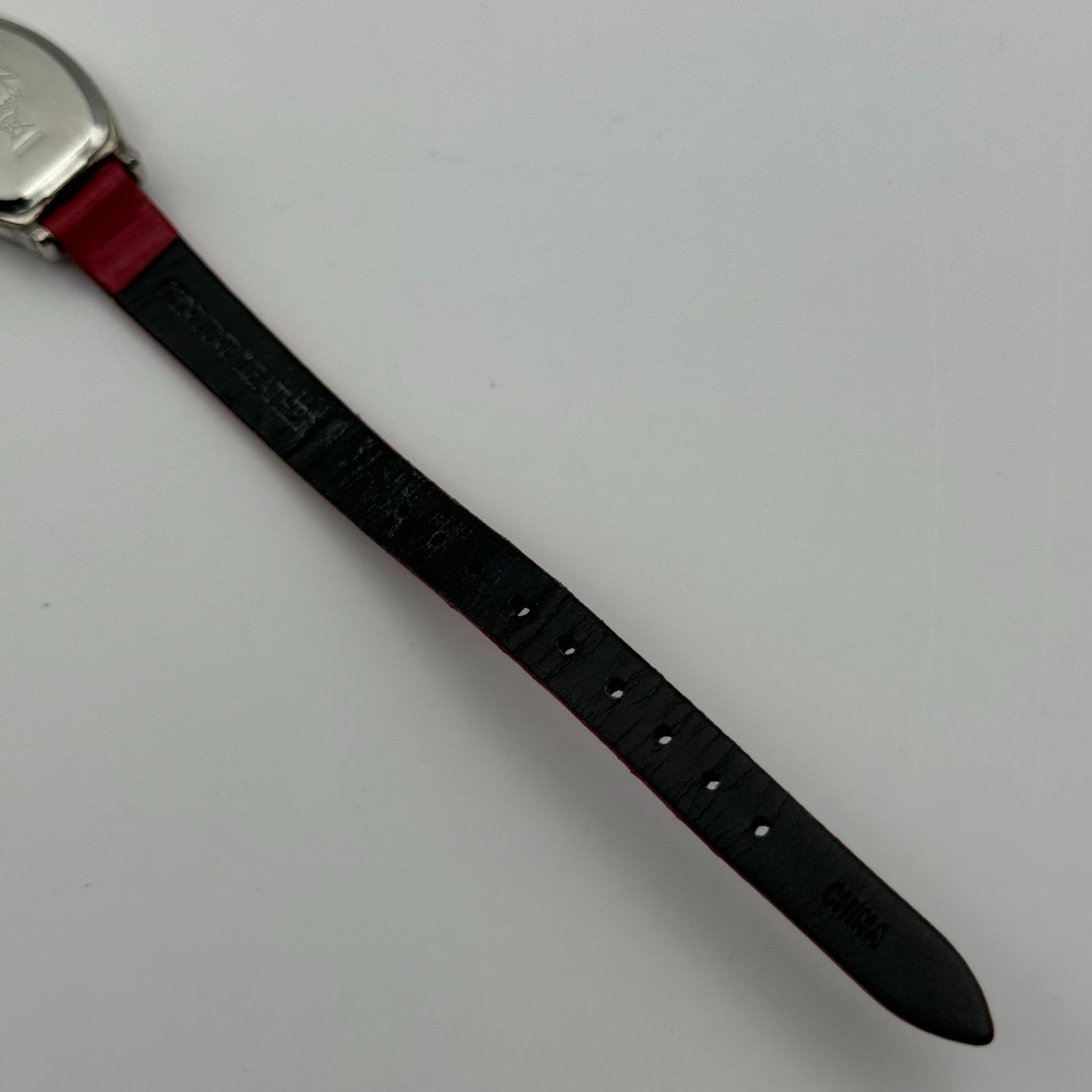 Avon Ladies Quartz Watch Mother of Pearl Dial Red Leather Strap Working 20mm