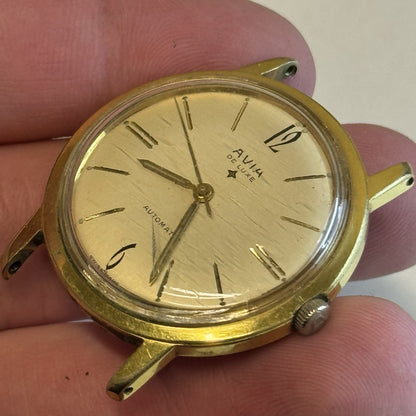 34mm Running Men’s Avia De Luxe Automatic Swiss Vintage Watch TO RESTORE / PARTS