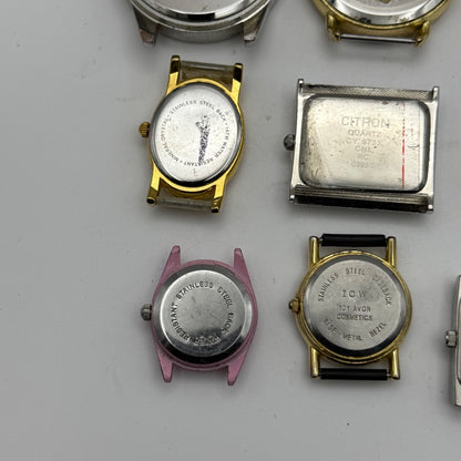 Bundle Of 9 Quartz Watches Modern / Vintage Untested Parts / Repair / Crafts