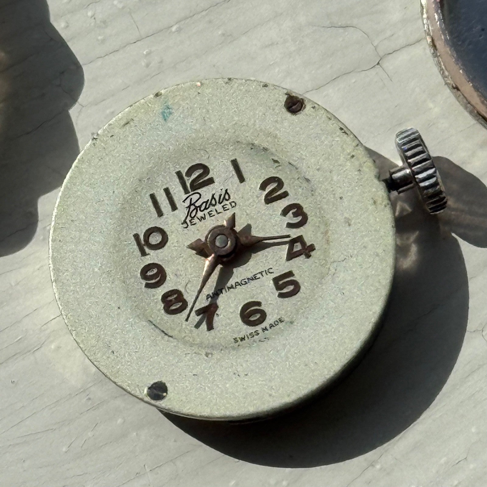 22mm Vintage EB 1431N Basis Jewelled Green Bezel Swiss Manual Watch PARTS REPAIR