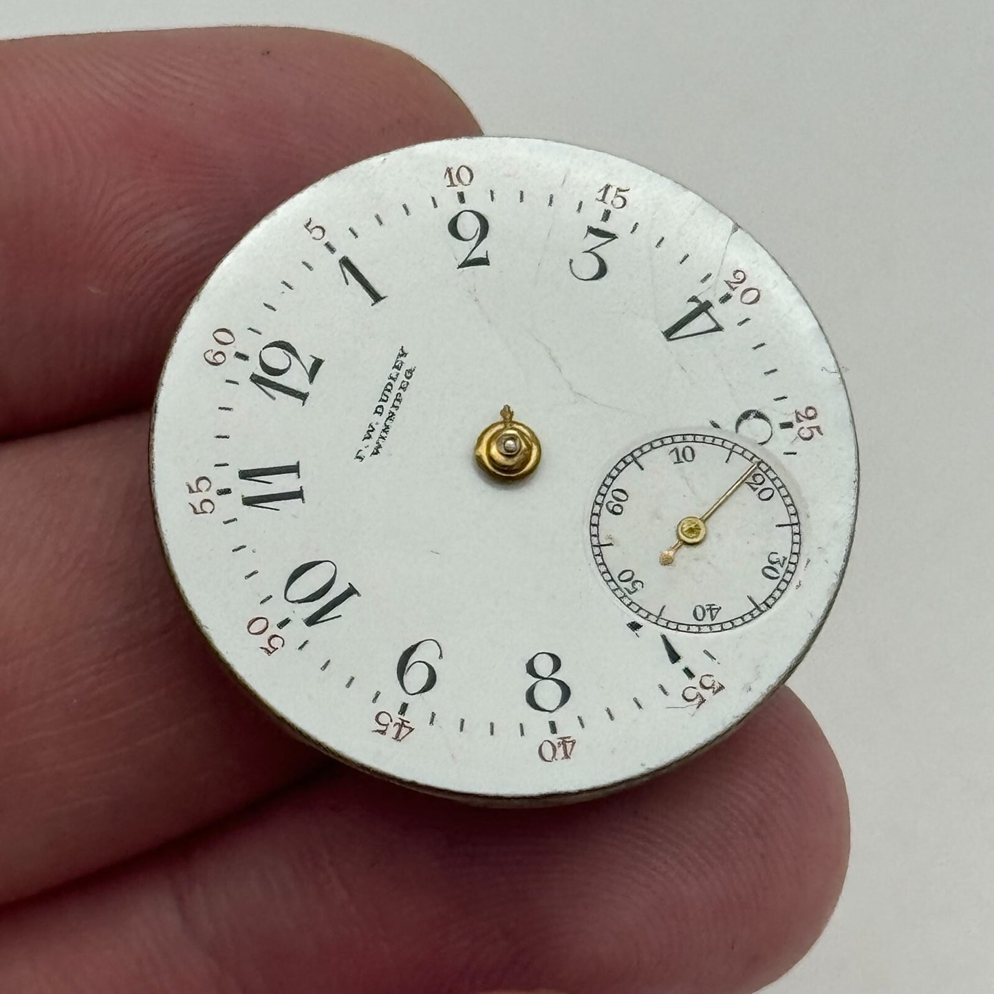 29.5mm F W Dudley Winnipeg 24 Hour Dial Trench Watch Movement Manual Wind PARTS