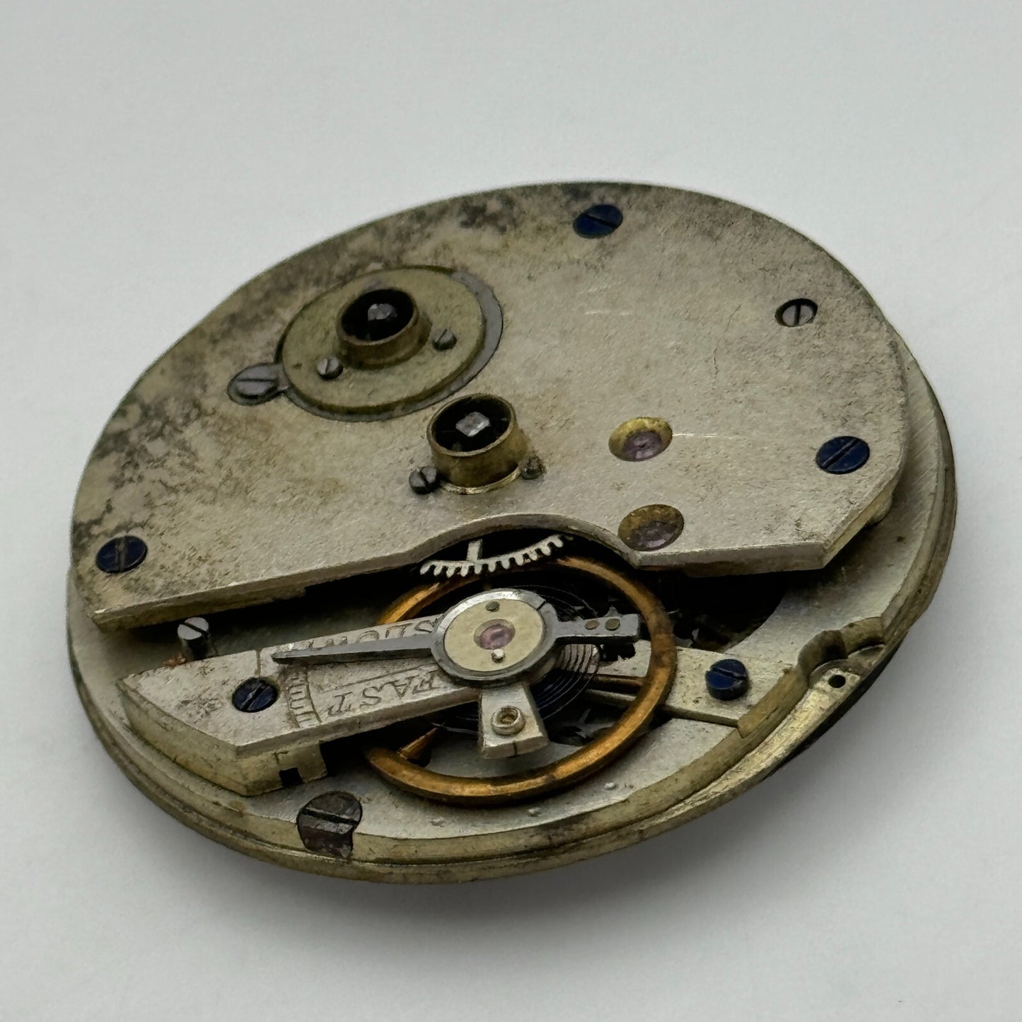 43.2mm Antique Key Wound Balance Intact Pocket Watch Movement Dial Hands PARTS