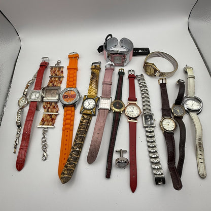 Bundle Of 15 Quartz Watches Job Lot Modern / Vintage Untested Parts / Repair