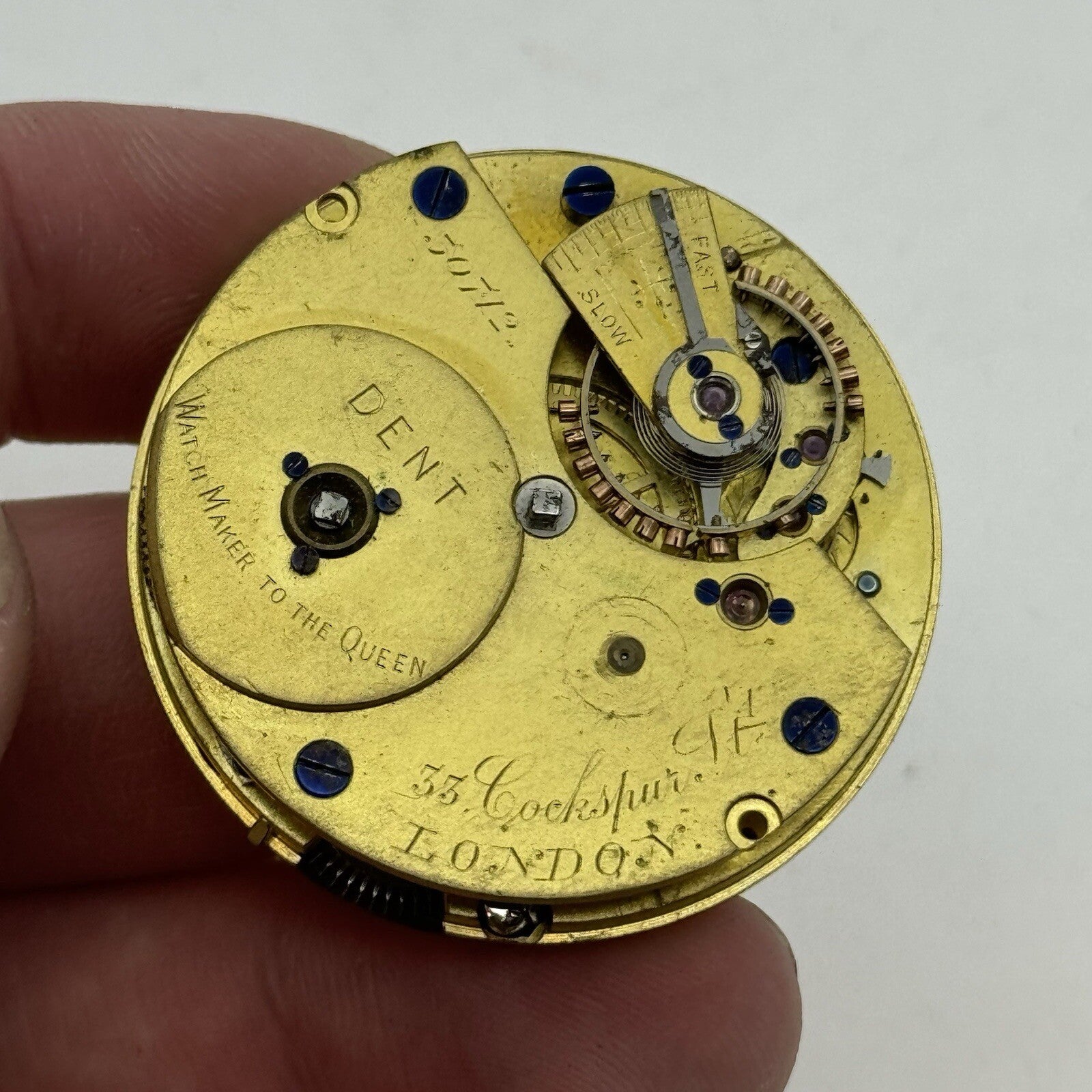 41.2mm Key Wound Dent 33 Cockspur Street London Pocket Watch Movement To Restore