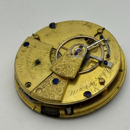 36mm John Bennett Cheapside London Antique Key Wound Pocket Watch Movement PARTS
