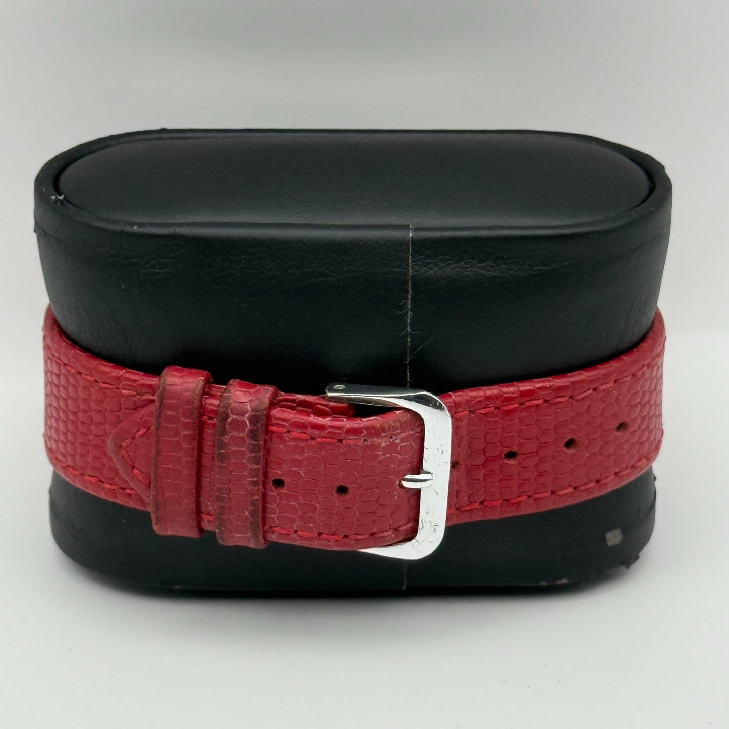 Armitron Now Ladies Quartz Watch Black Dial Red Leather Strap Japan Working 27mm