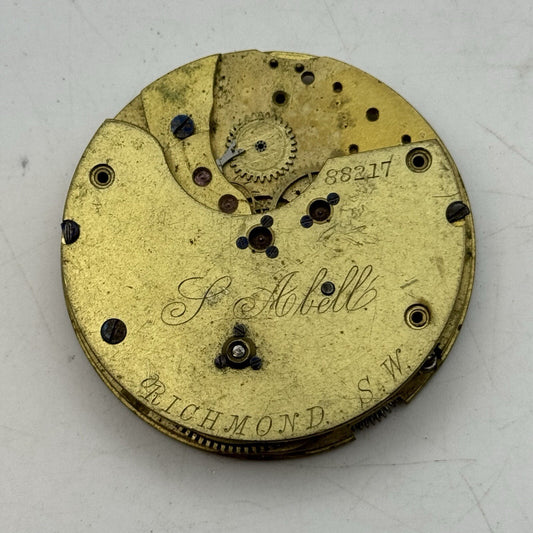 47.1mm Manual Wind Abell Richmond London Pocket Watch Movement FOR PARTS
