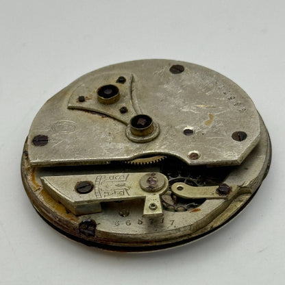 45mm Antique Unidentified Key Wound Partial Pocket Watch Movement PARTS REPAIR