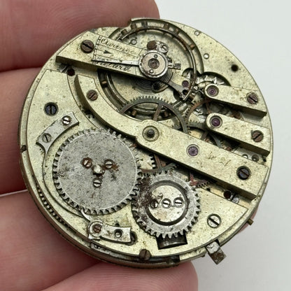 40mm Unidentified Antique Pocket Watch Movement PARTS REPAIR SPARES