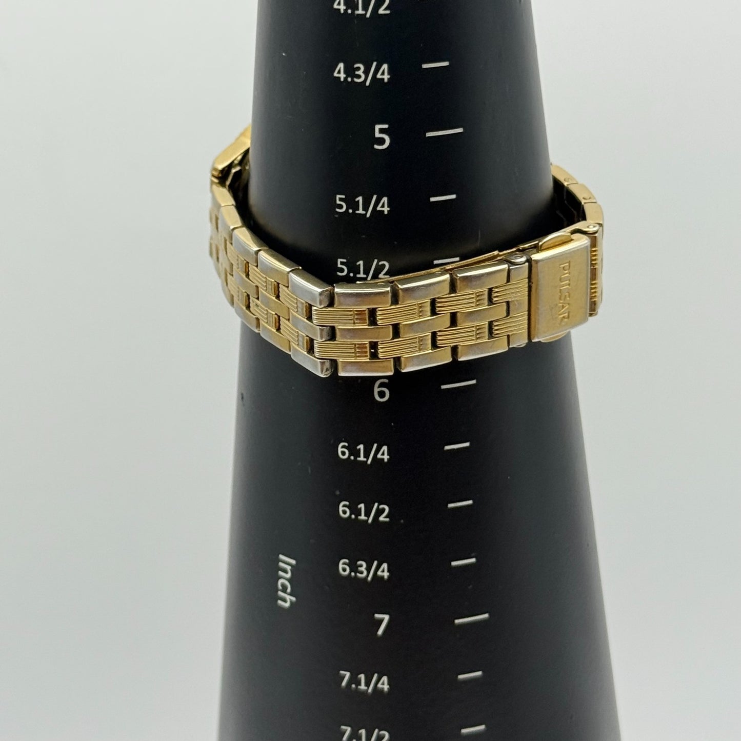 Pulsar Ladies Quartz Watch Crystal Markers Date Gold Tone Bracelet Working 25mm