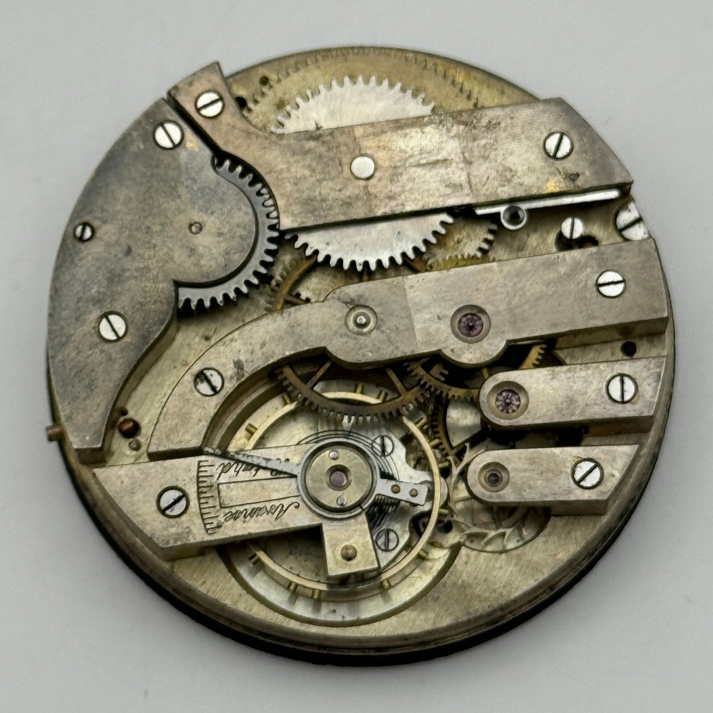 43.3mm Unidentified Open Face Swiss Balance Ok Pocket Watch Movement PARTS