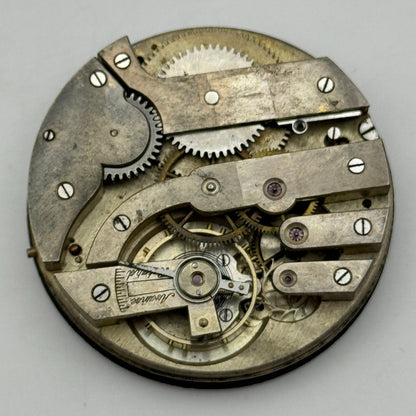 43.3mm Unidentified Open Face Swiss Balance Ok Pocket Watch Movement PARTS