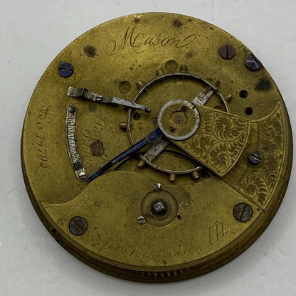 45.6mm Antique Key Wound Pocket Watch Movement PARTS