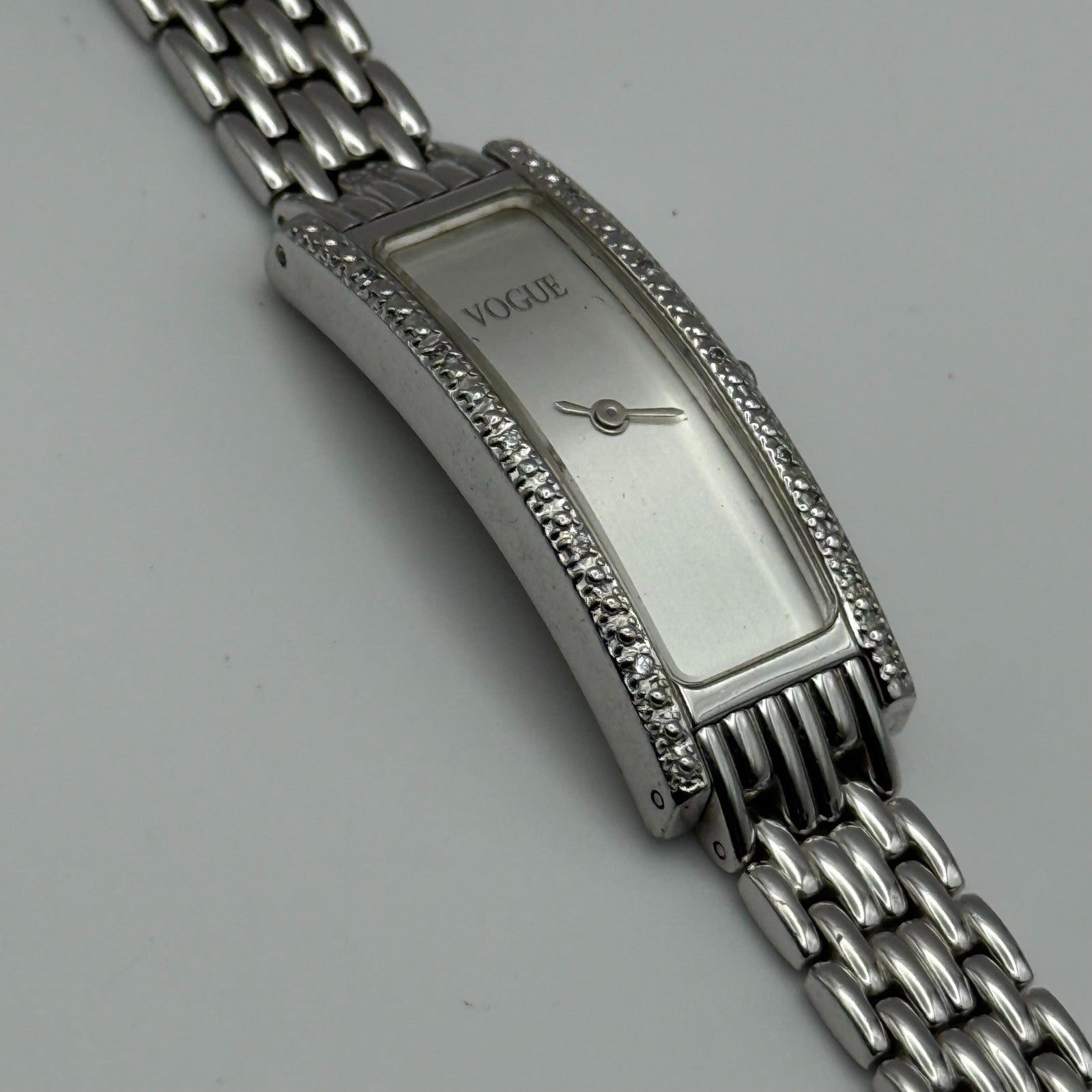 Vogue Ladies Quartz Watch Rectangular Silver Tone Bracelet 16mm PARTS REPAIR