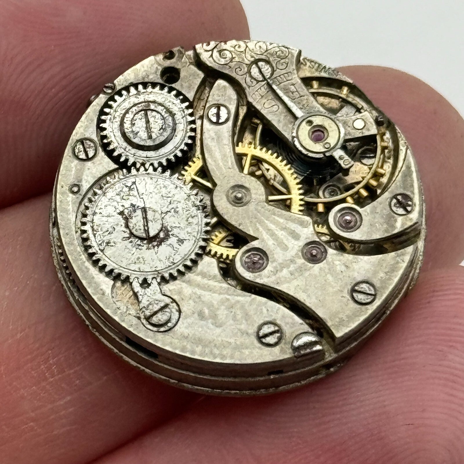 25.3mm Unidentified Trench Watch Movement & Dial Manual Wind Vintage Swiss PARTS