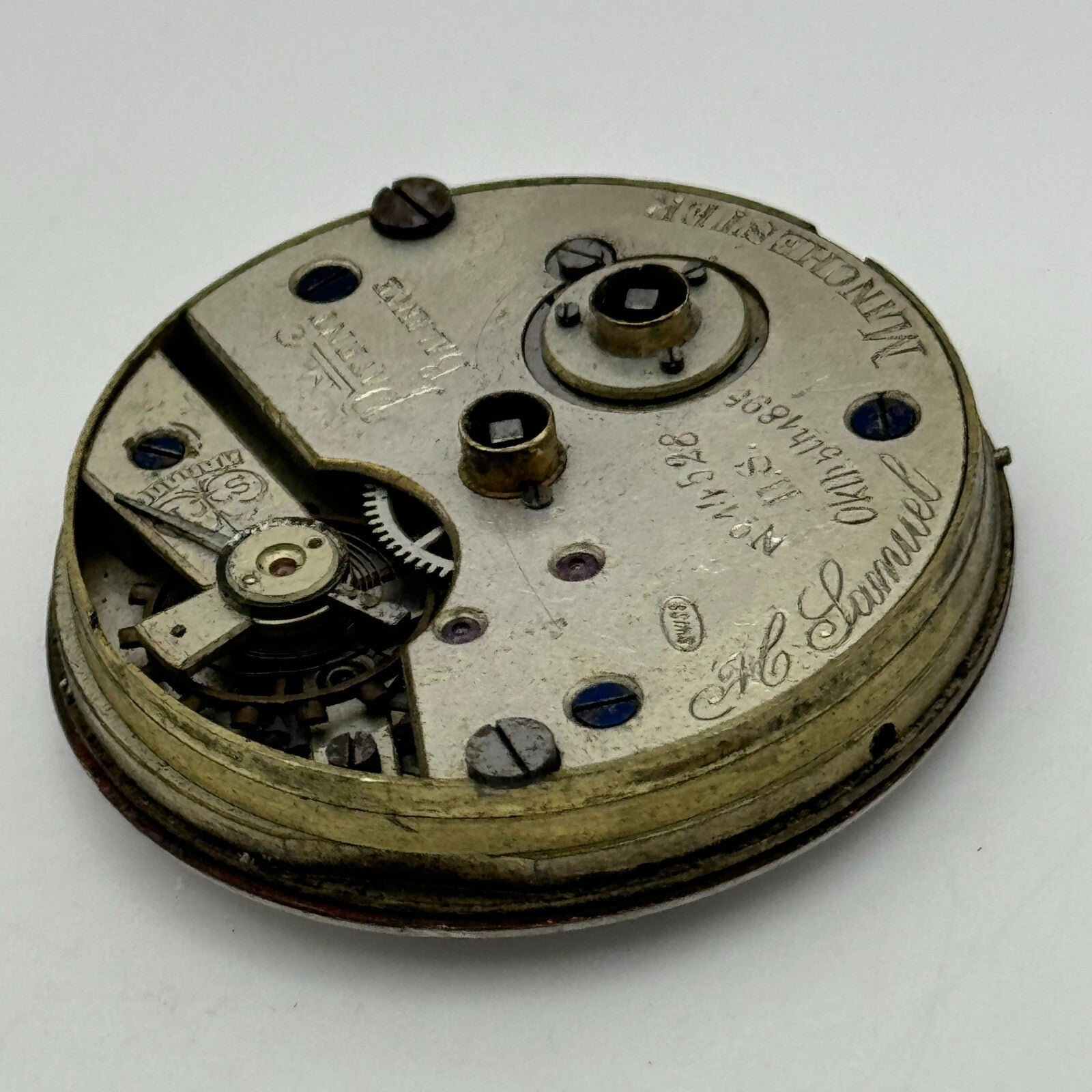 43.8mm Antique H Samuel Manchester Patent Balance Pocket Watch Movement PARTS