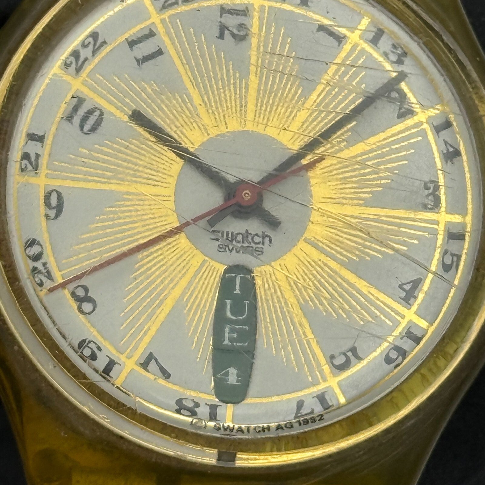 33mm Vintage 1992 Swatch GK707 Day Date Watch UNTESTED PARTS REPAIR