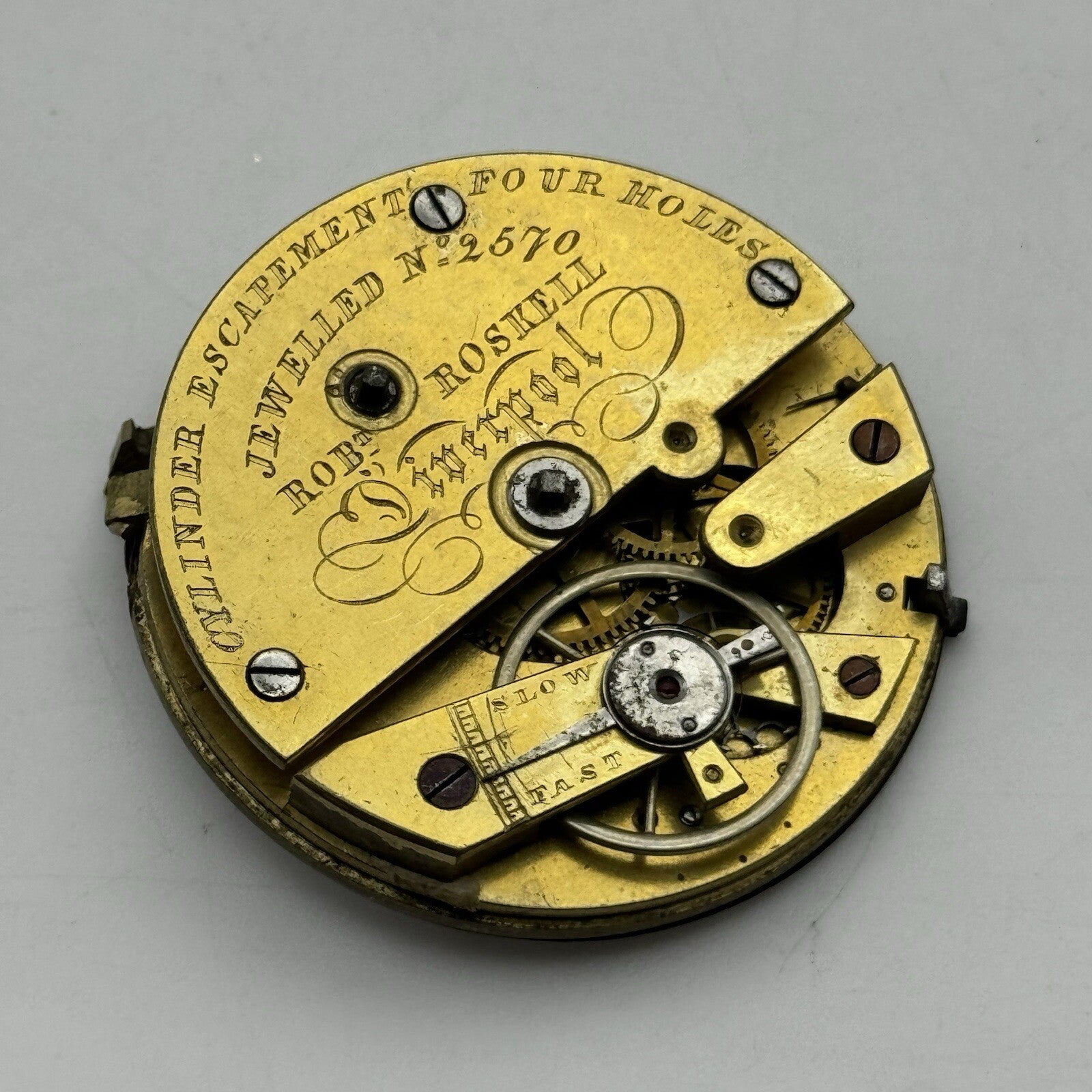 Robert Roskell Liverpool Cylinder Escapement Four Holes Pocket Watch Movement