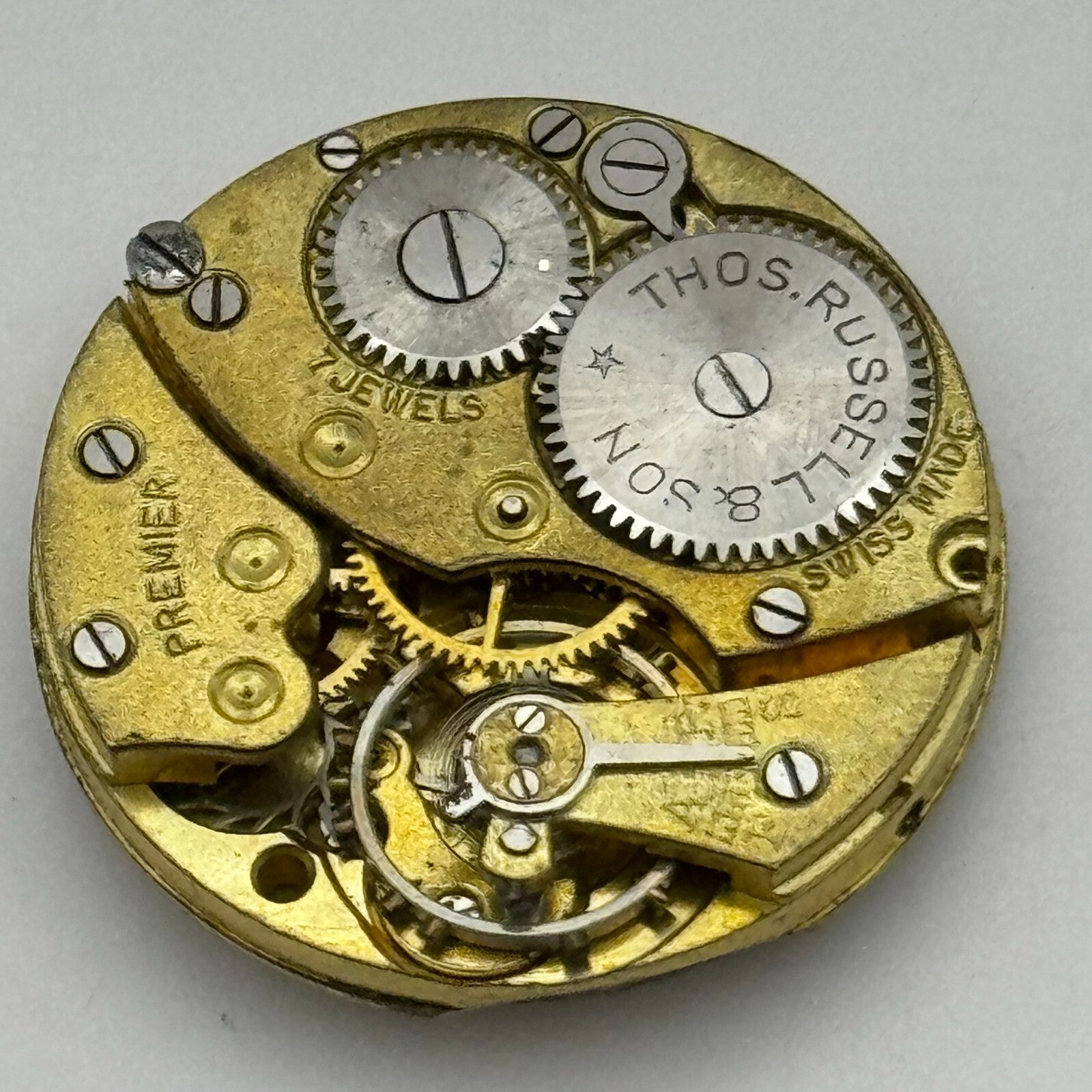 23.6mm Thomas Russell & Son Premier Balance Intact Watch Movement Vintage PARTS