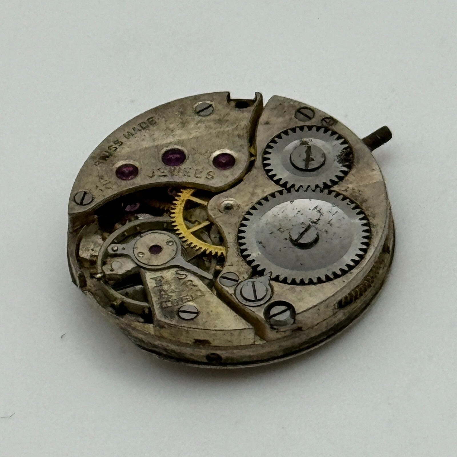 19.7mm Balance Intact 15 Jewels Manual Wind Watch Movement Swiss Vintage PARTS