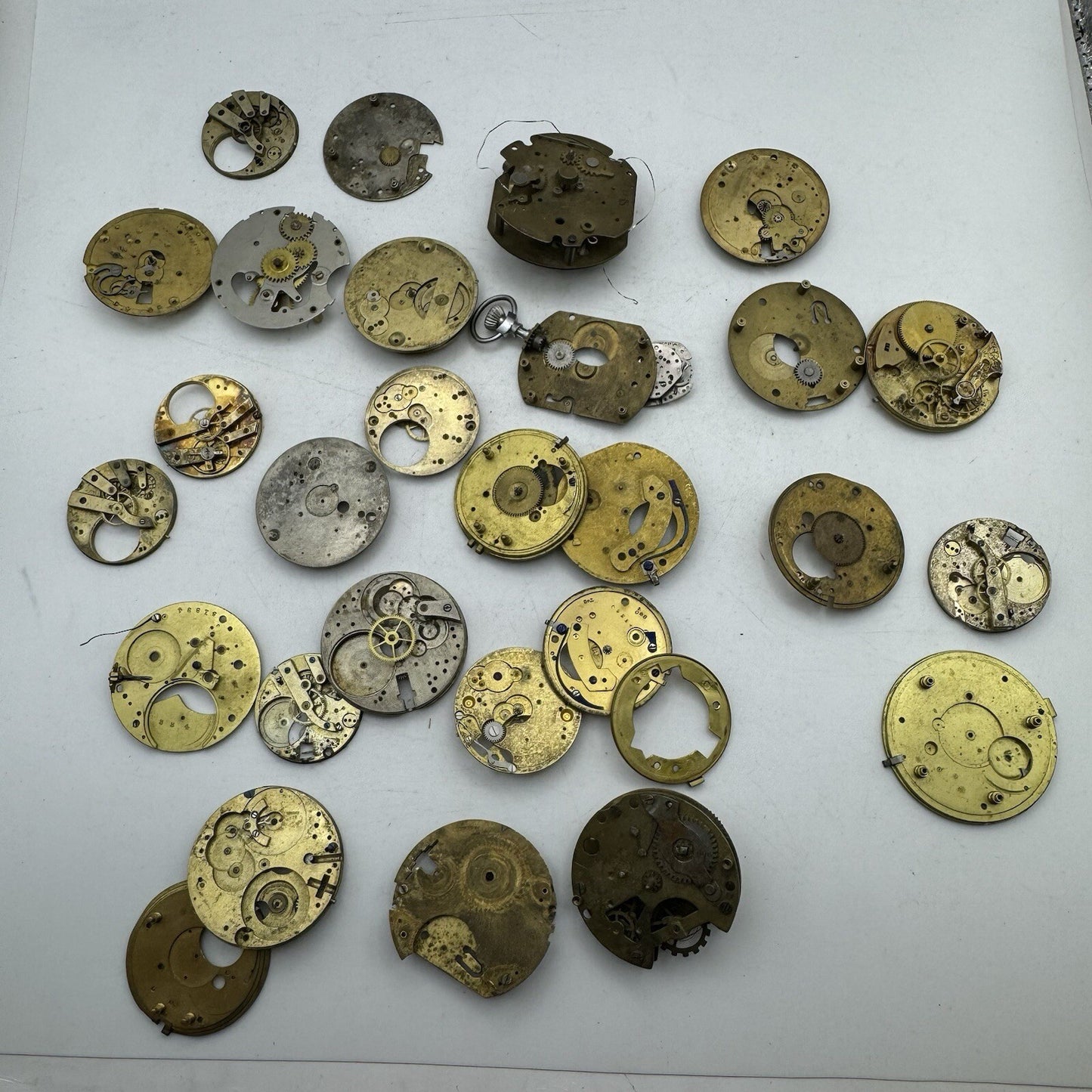 500 Grams Job Lot Of  Pocket Watch Movements Parts For Spares / Repairs / Parts