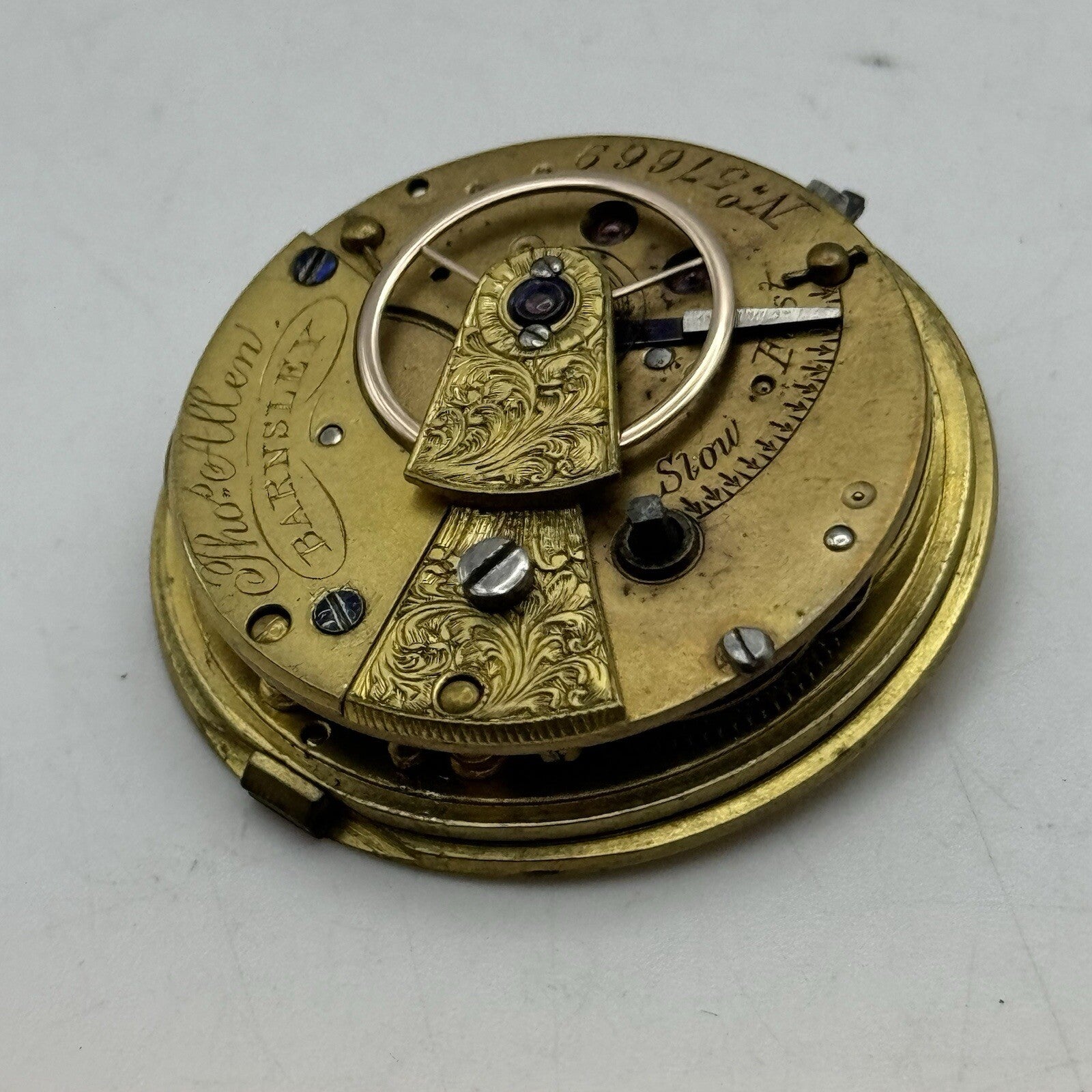 37.7mm Manual Wind Thomas Allen Barnsley Fusee Pocket Watch Movement FOR PARTS