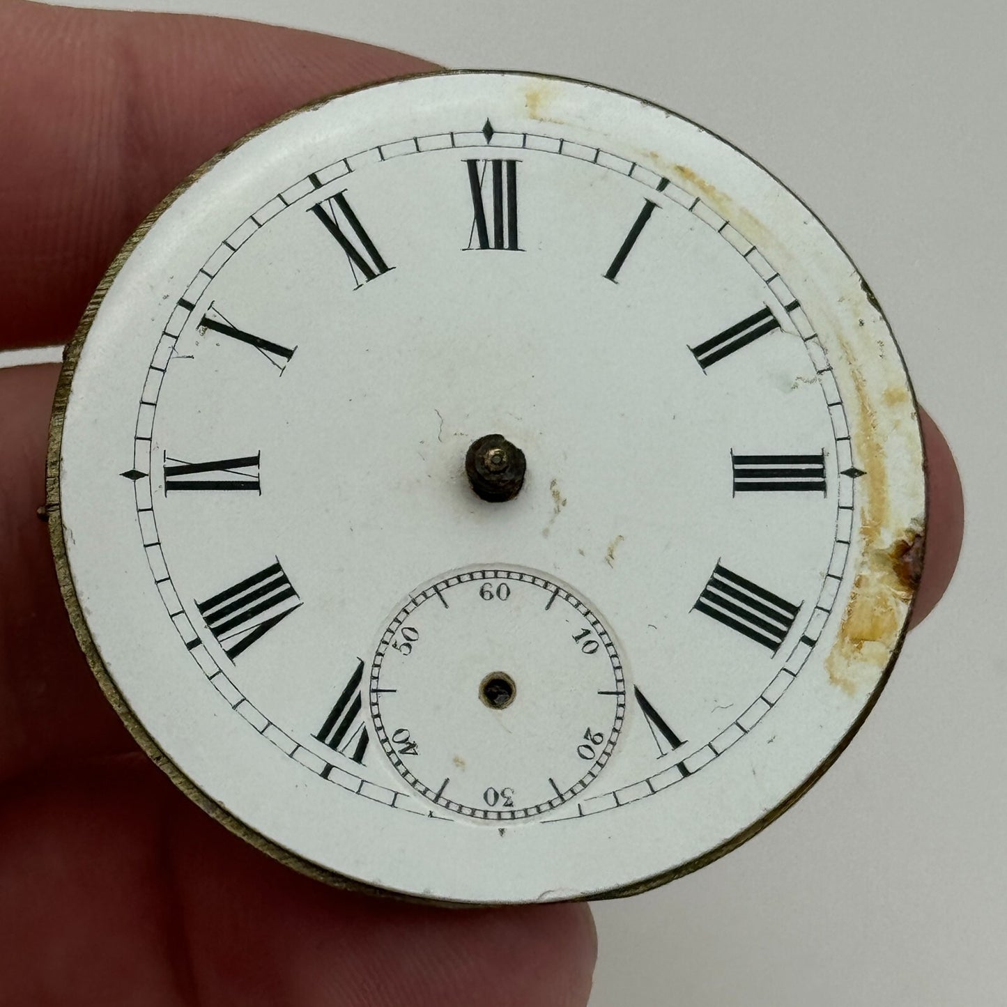 45mm Antique Unidentified Key Wound Partial Pocket Watch Movement PARTS REPAIR