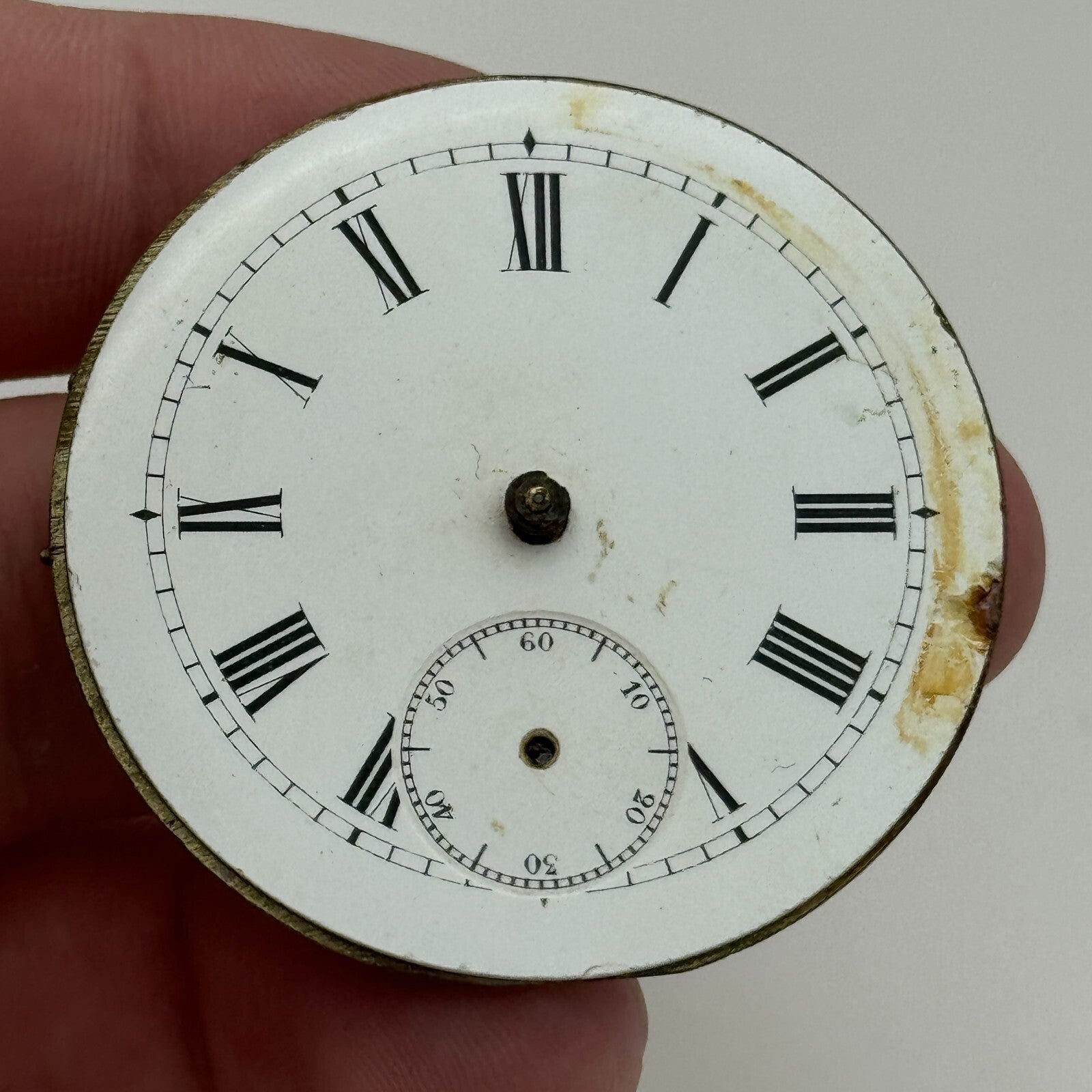 45mm Antique Unidentified Key Wound Partial Pocket Watch Movement PARTS REPAIR